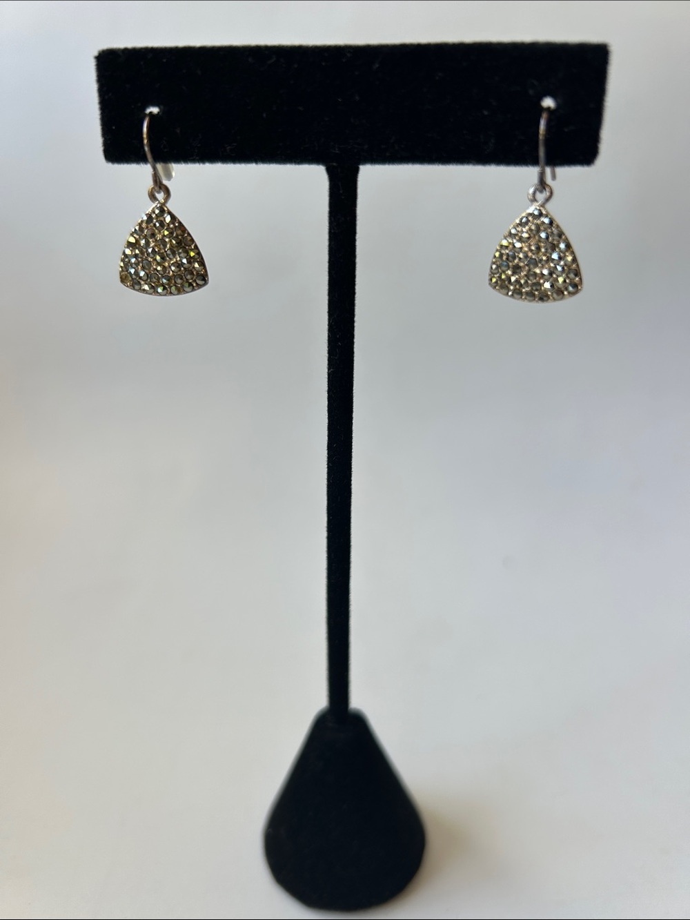 Kenneth Cole Pave Gold-tone Crystal Triangle Drop Earrings with wire hooks